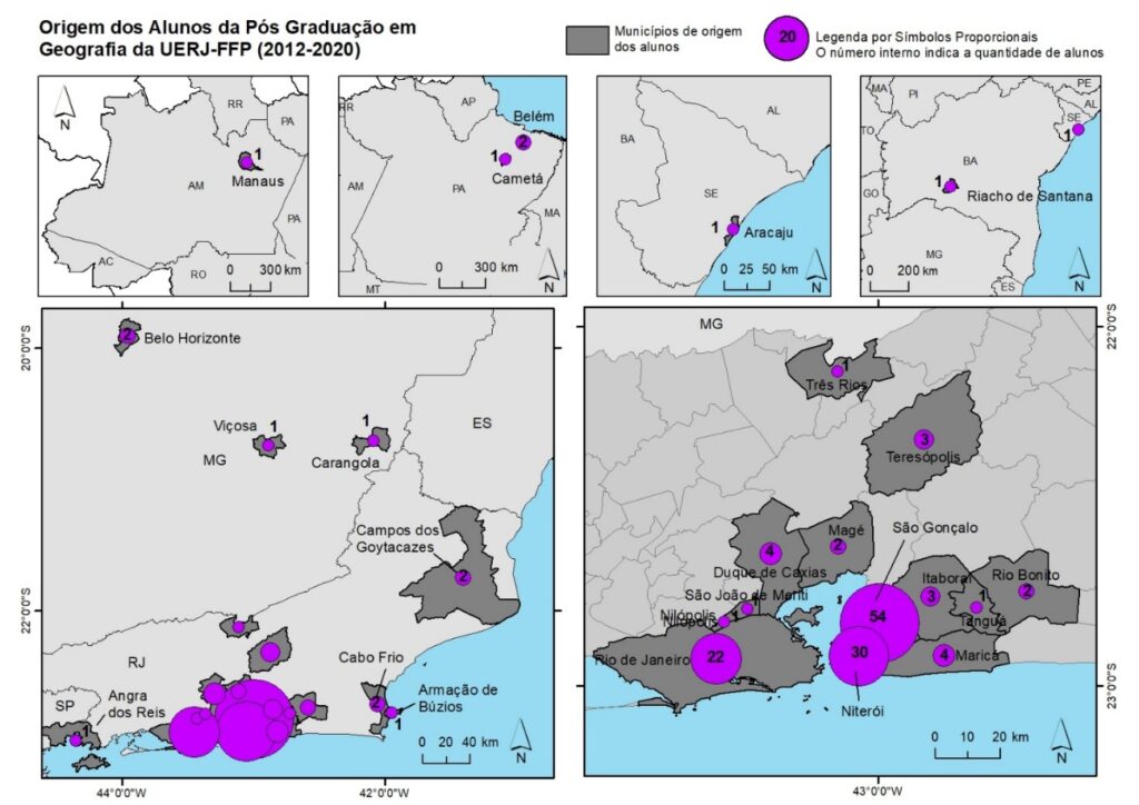 Figura 1 - Mapa de Origem dos Egressos do PPGGEO FFP-UERJ